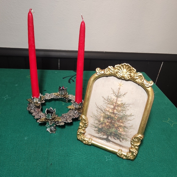 Vintage METZKE Candle Holder with Gold Accents - Picture 3 of 5